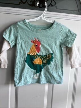Tea Collection blue white rooster long sleeve shirt 12-18 months